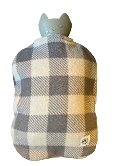 Bottle with grey plaid cover